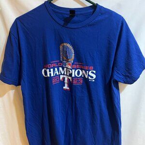 Men's Texas Rangers 2023 World Series Champions T-shirt Size XL Used Good Condit